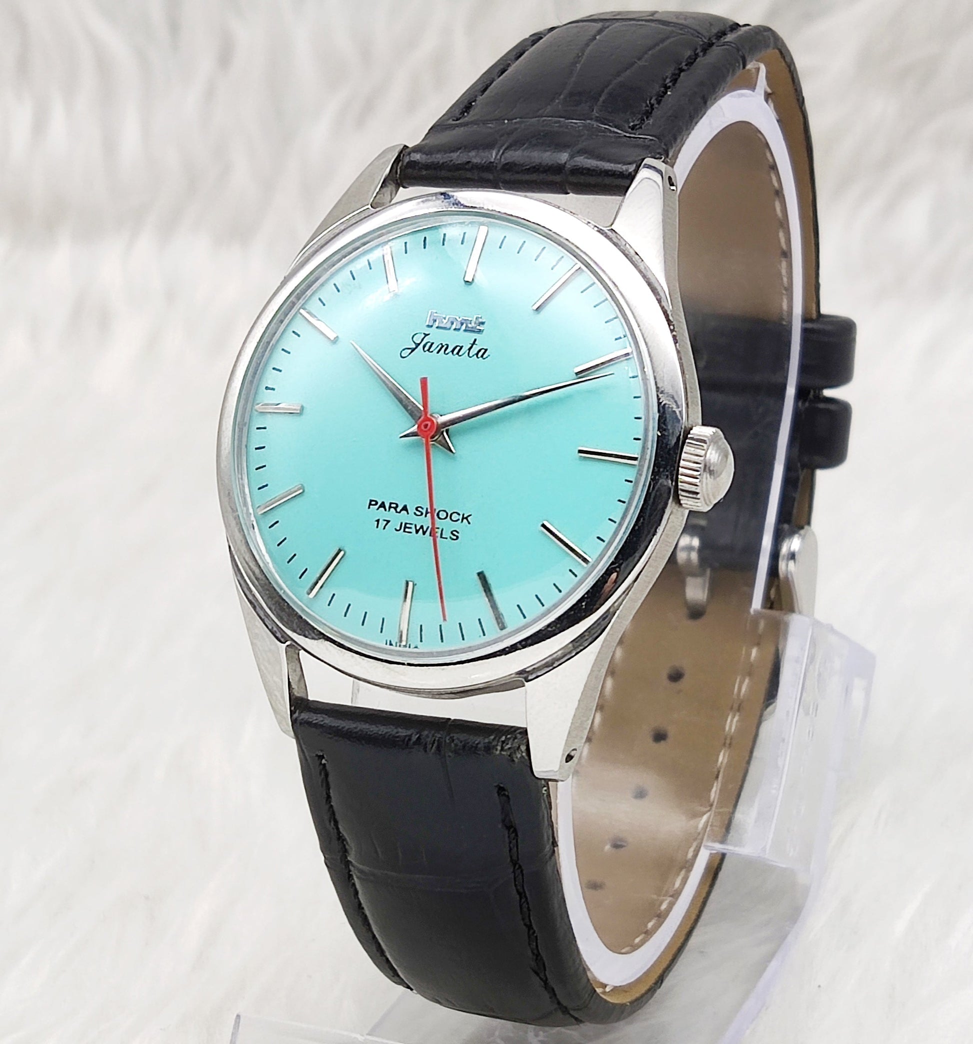 HMT Janata Para Shock 17 Jewels Men's Watch Turquoise Dial Handwinding Discover-Diamonds Physical