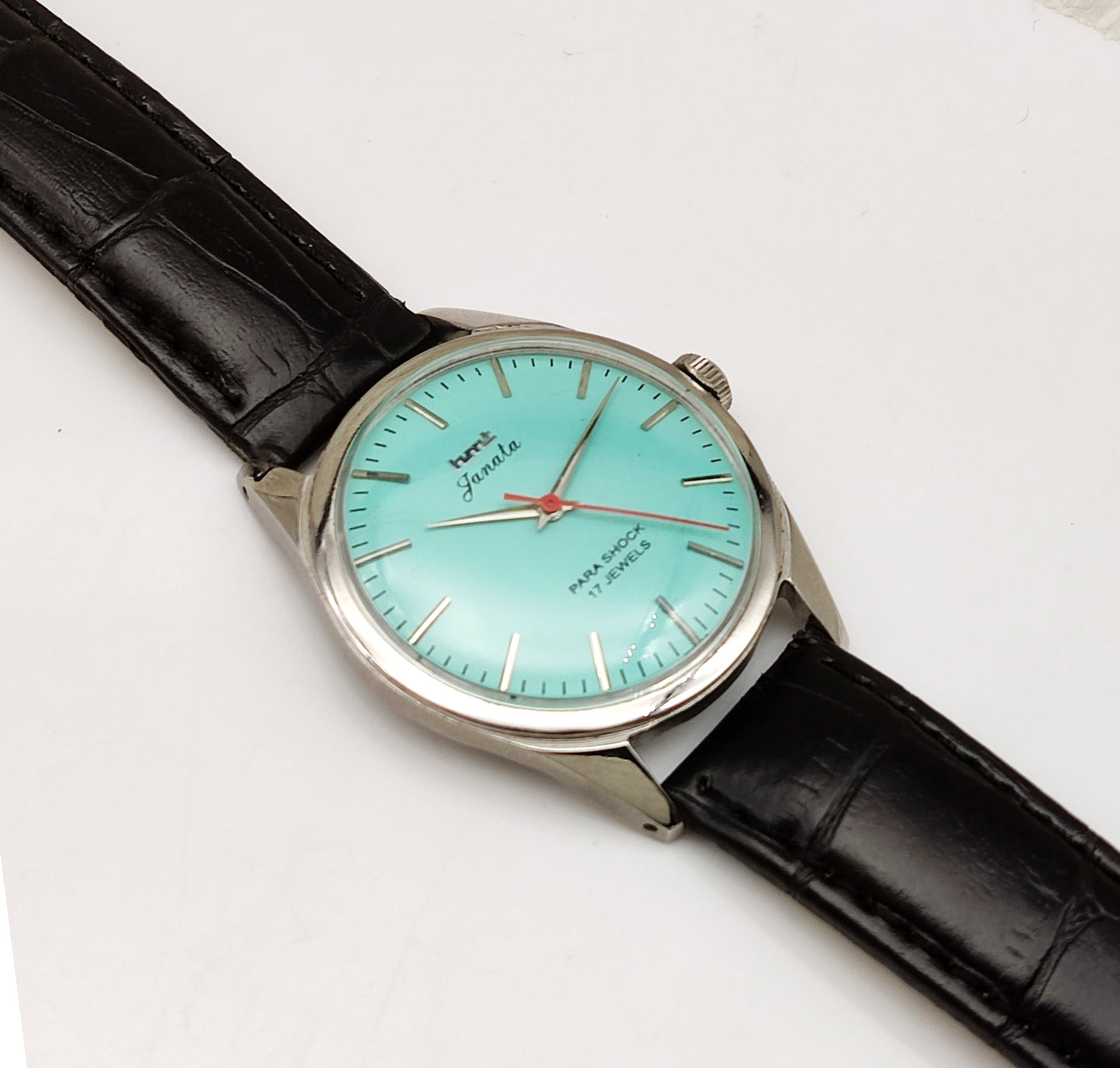 HMT Janata Para Shock 17 Jewels Men's Watch Turquoise Dial Handwinding Discover-Diamonds Physical