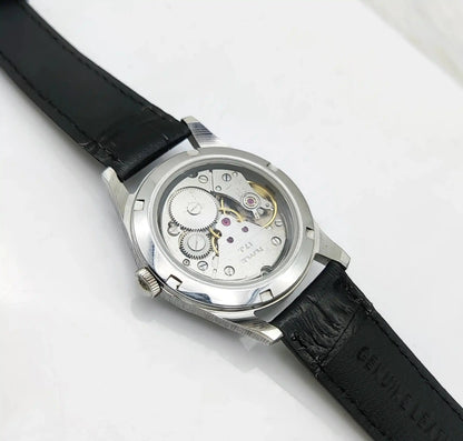 HMT Janata White Dial Devanagari Font 17 Jewels Handwinding 0231 Transparent Back Discover-Diamonds Physical