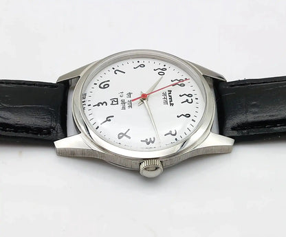 HMT Janata White Dial Devanagari Font 17 Jewels Handwinding 0231 Transparent Back Discover-Diamonds Physical