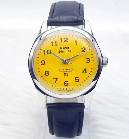 HMT Janata Yellow Handwinding Para Shock 17 Jewels