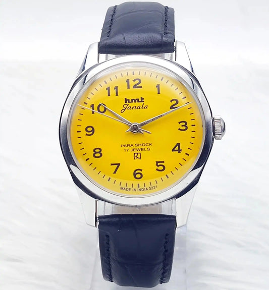 HMT Janata Yellow Handwinding Para Shock 17 Jewels