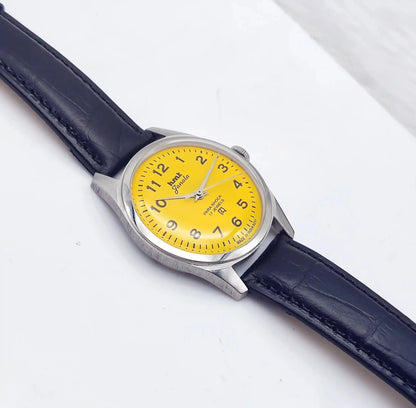 HMT Janata Yellow Handwinding Para Shock 17 Jewels