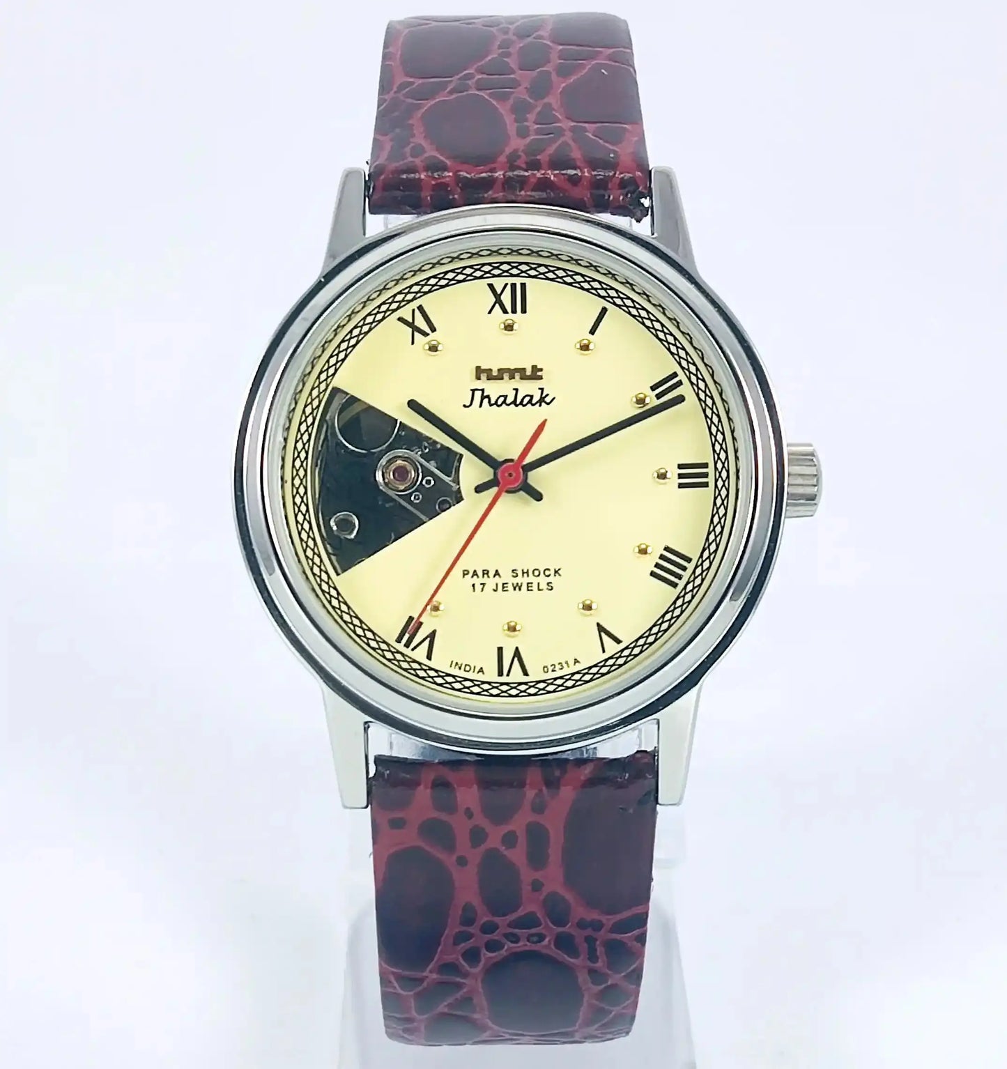 HMT Jhalak Skeleton Dial Para Shock 17 Jewels Cream Color Mechanical Handwinding Discover-Diamonds Physical