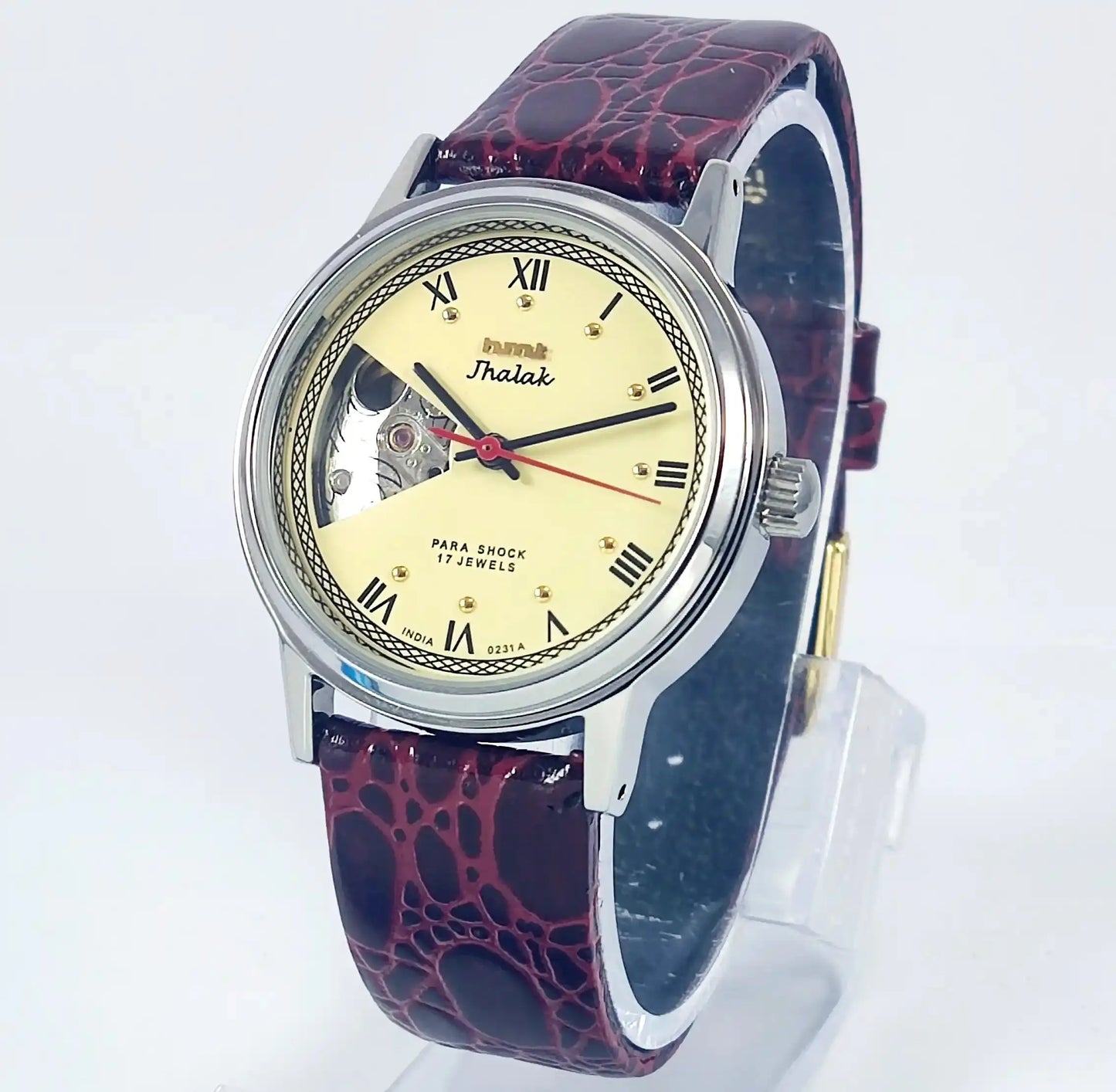 HMT Jhalak Skeleton Dial Para Shock 17 Jewels Cream Color Mechanical Handwinding Discover-Diamonds Physical