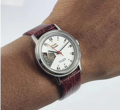 HMT Jhalak Skeleton Dial Para Shock 17 Jewels White Color Handwinding Discover-Diamonds Physical