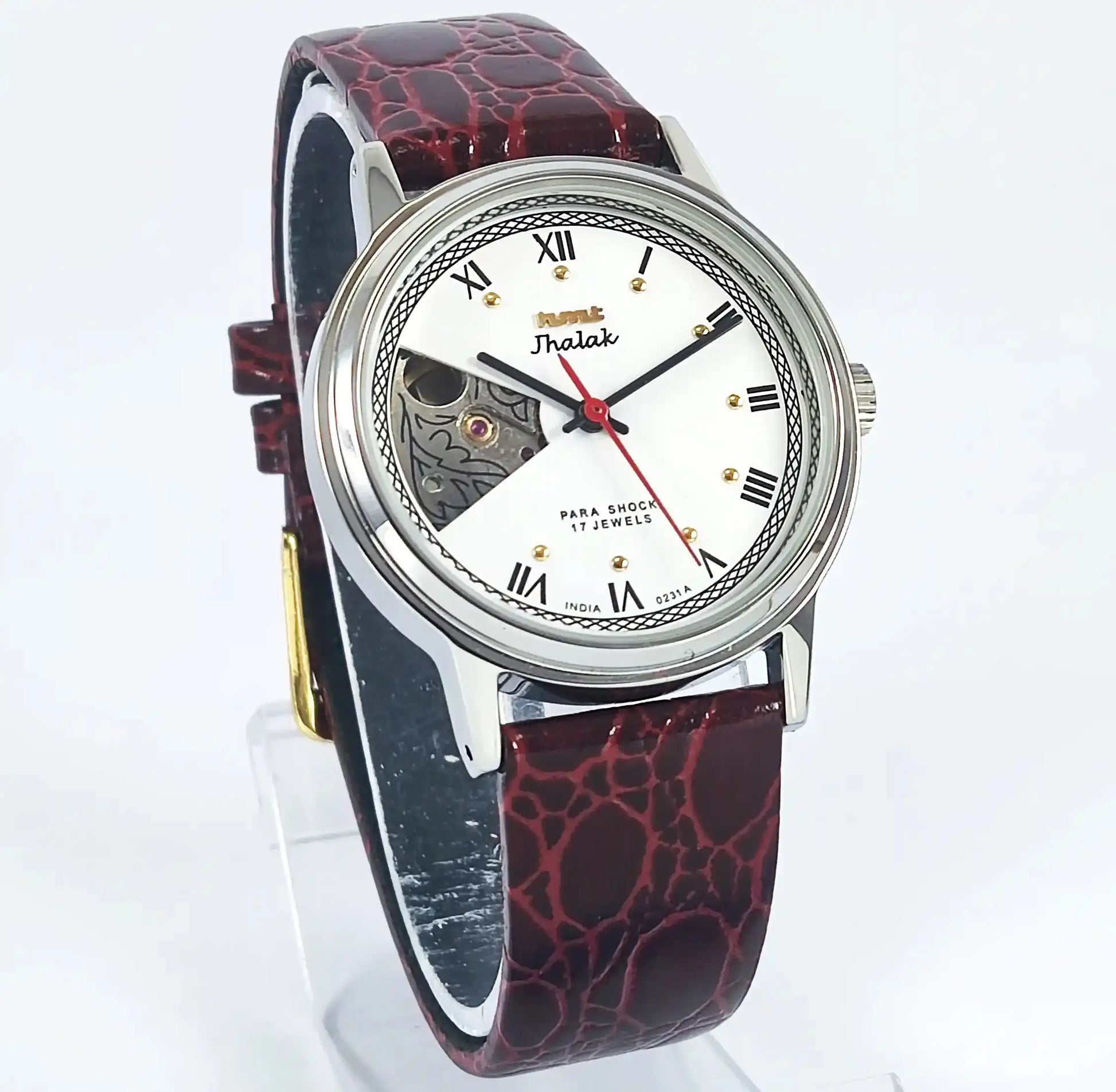 HMT Jhalak Skeleton Dial Para Shock 17 Jewels White Color Handwinding Discover-Diamonds Physical