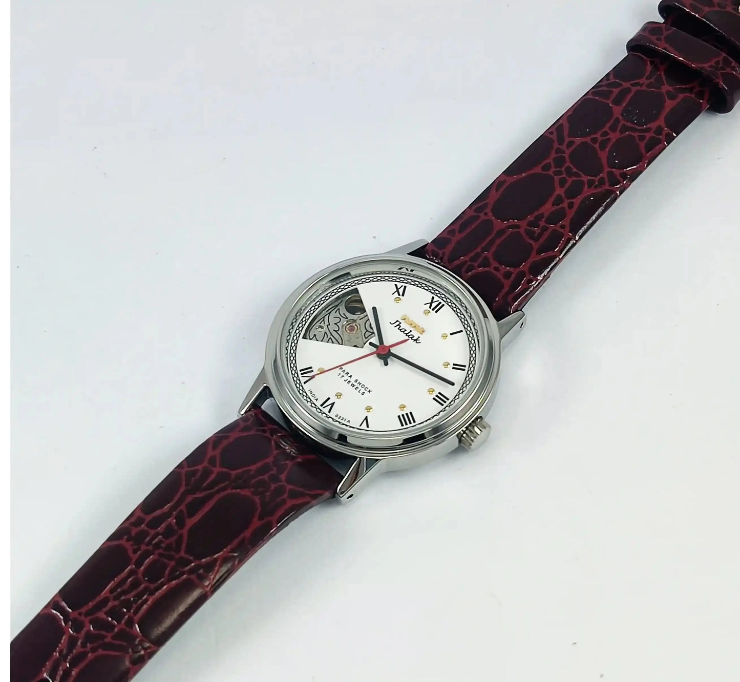 HMT Jhalak Skeleton Dial Para Shock 17 Jewels White Color Handwinding Discover-Diamonds Physical