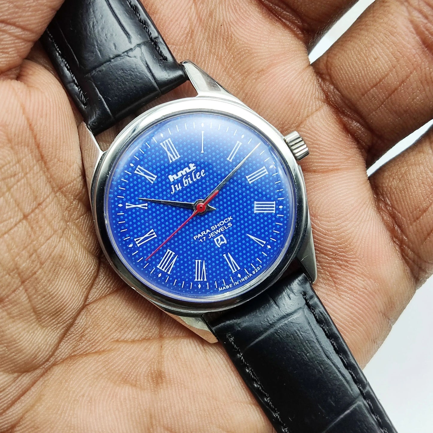 HMT Jubilee 17 Jewels Blue Dial Roman Indices Handwinding