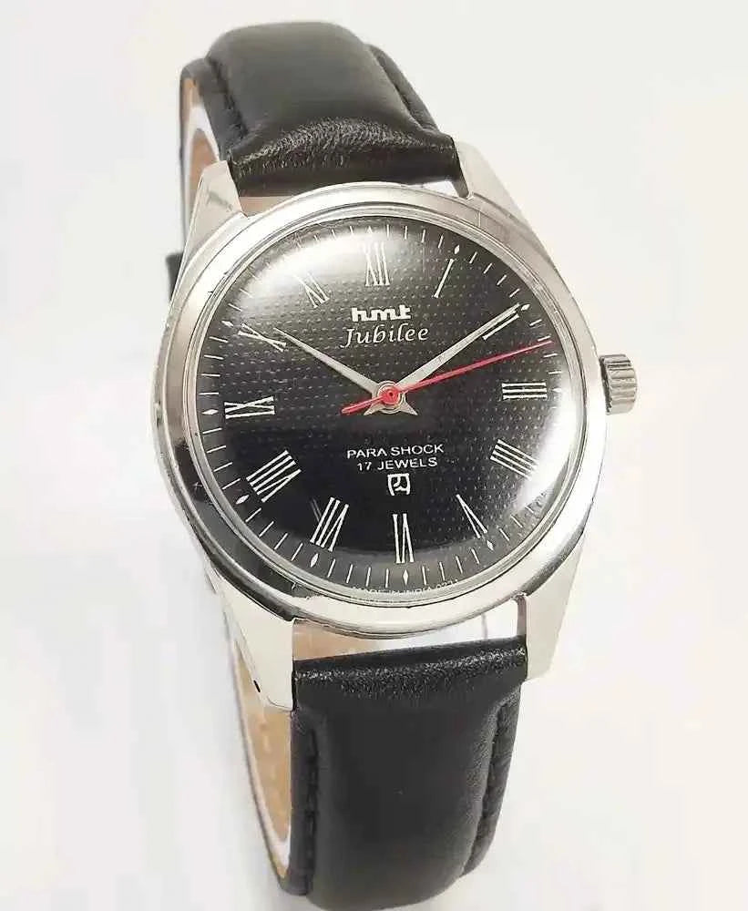 HMT Jubilee Black Roman Dial 17 Jewels Para Shock Handwinding Men's Watch