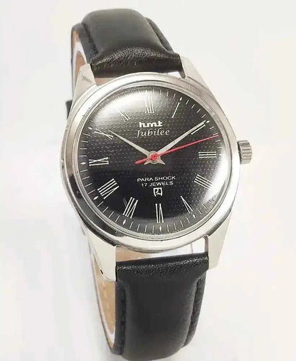 HMT Jubilee Black Roman Dial 17 Jewels Para Shock Handwinding Men's Watch