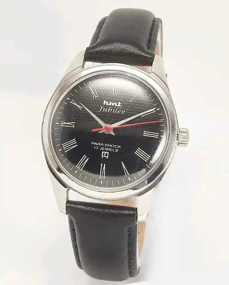 HMT Jubilee Black Roman Dial 17 Jewels Para Shock Handwinding Men's Watch