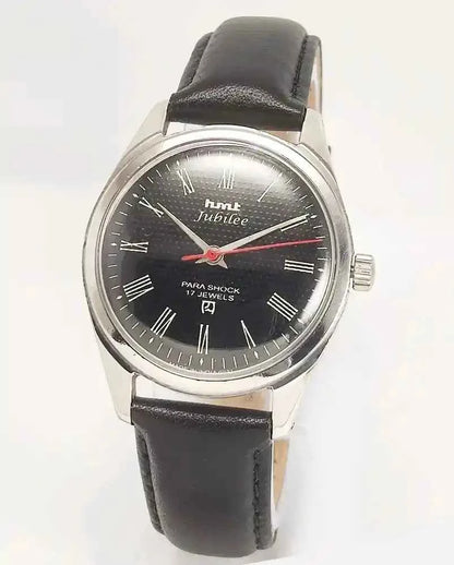 HMT Jubilee Black Roman Dial 17 Jewels Para Shock Handwinding Men's Watch