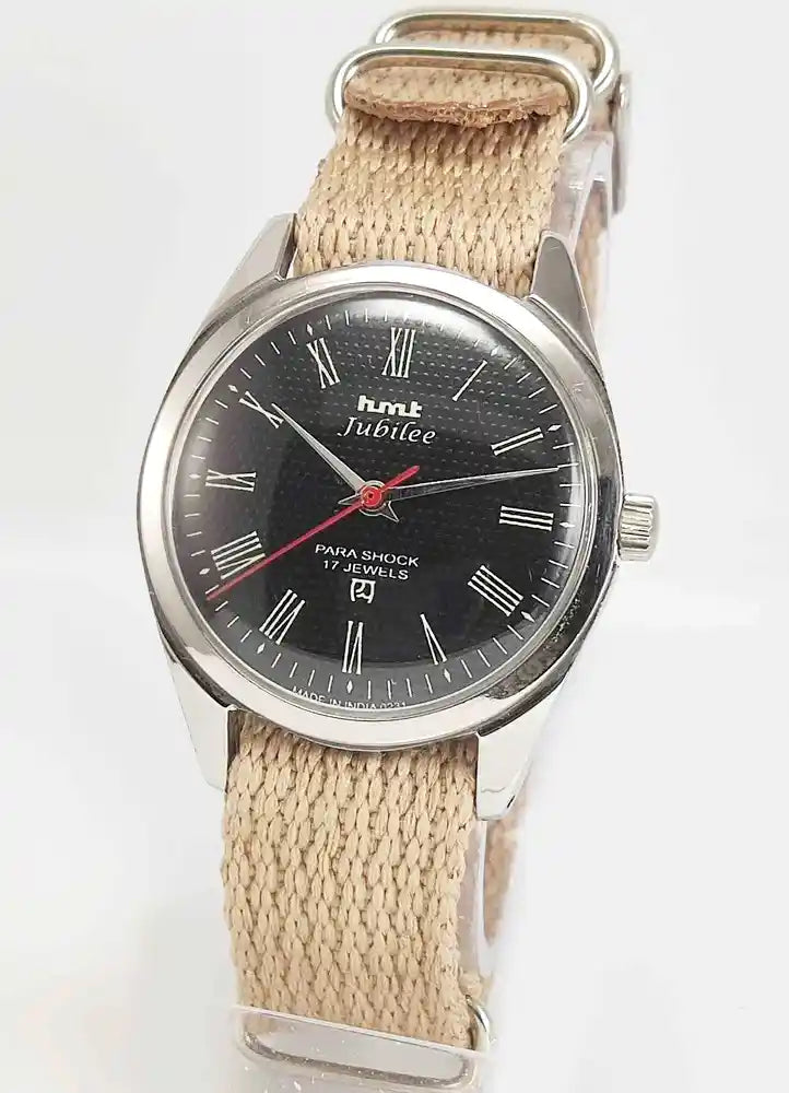 HMT Jubilee Black Roman Dial 17 Jewels Para Shock Mechanical Handwinding Men's Watch Discover-Diamonds Physical