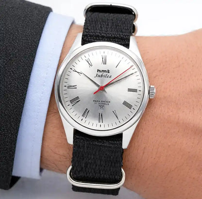 HMT Jubilee Handwinding Para Shock 17 Jewels Silver Dial Discover-Diamonds Physical