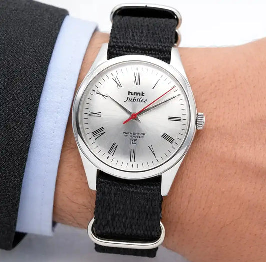 HMT Jubilee Handwinding Para Shock 17 Jewels Silver Dial Discover-Diamonds Physical