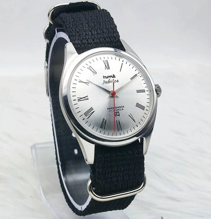 HMT Jubilee Handwinding Para Shock 17 Jewels Silver Dial Discover-Diamonds Physical