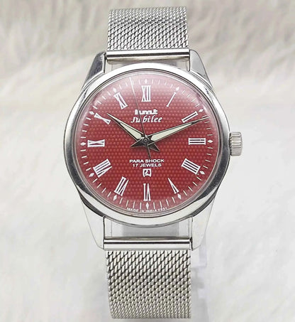 HMT Jubilee Marron Roman Dial 17 Jewels Para Shock Mechanical Handwinding 0231