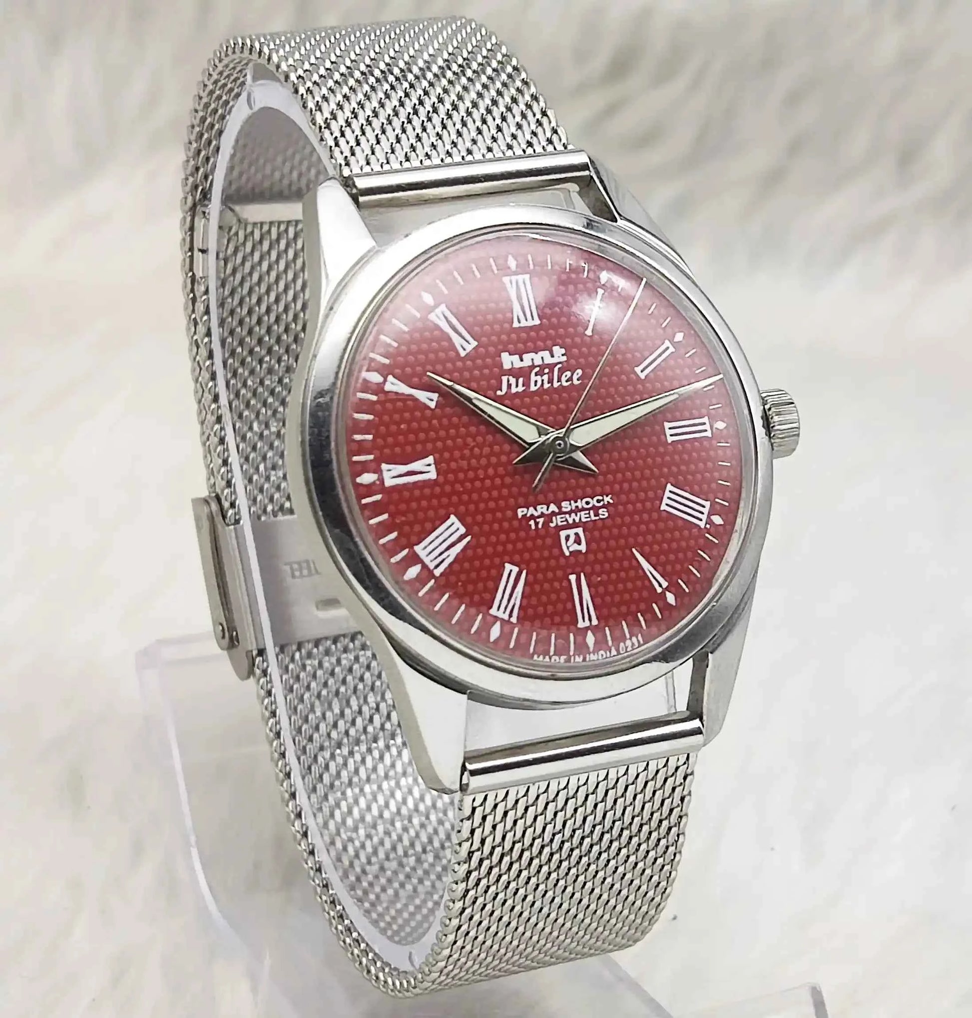 HMT Jubilee Marron Roman Dial 17 Jewels Para Shock Mechanical Handwinding 0231