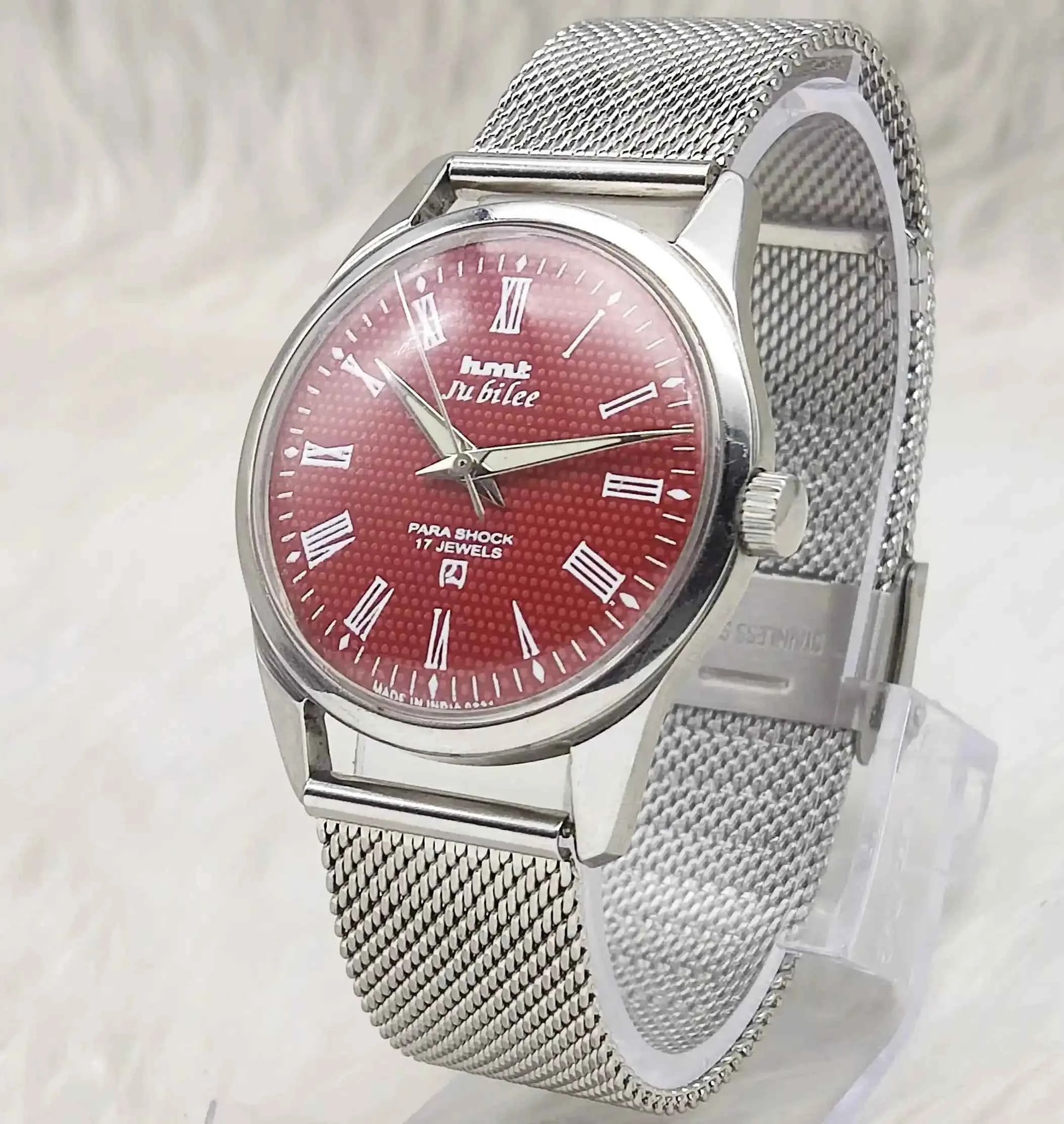 HMT Jubilee Marron Roman Dial 17 Jewels Para Shock Mechanical Handwinding 0231