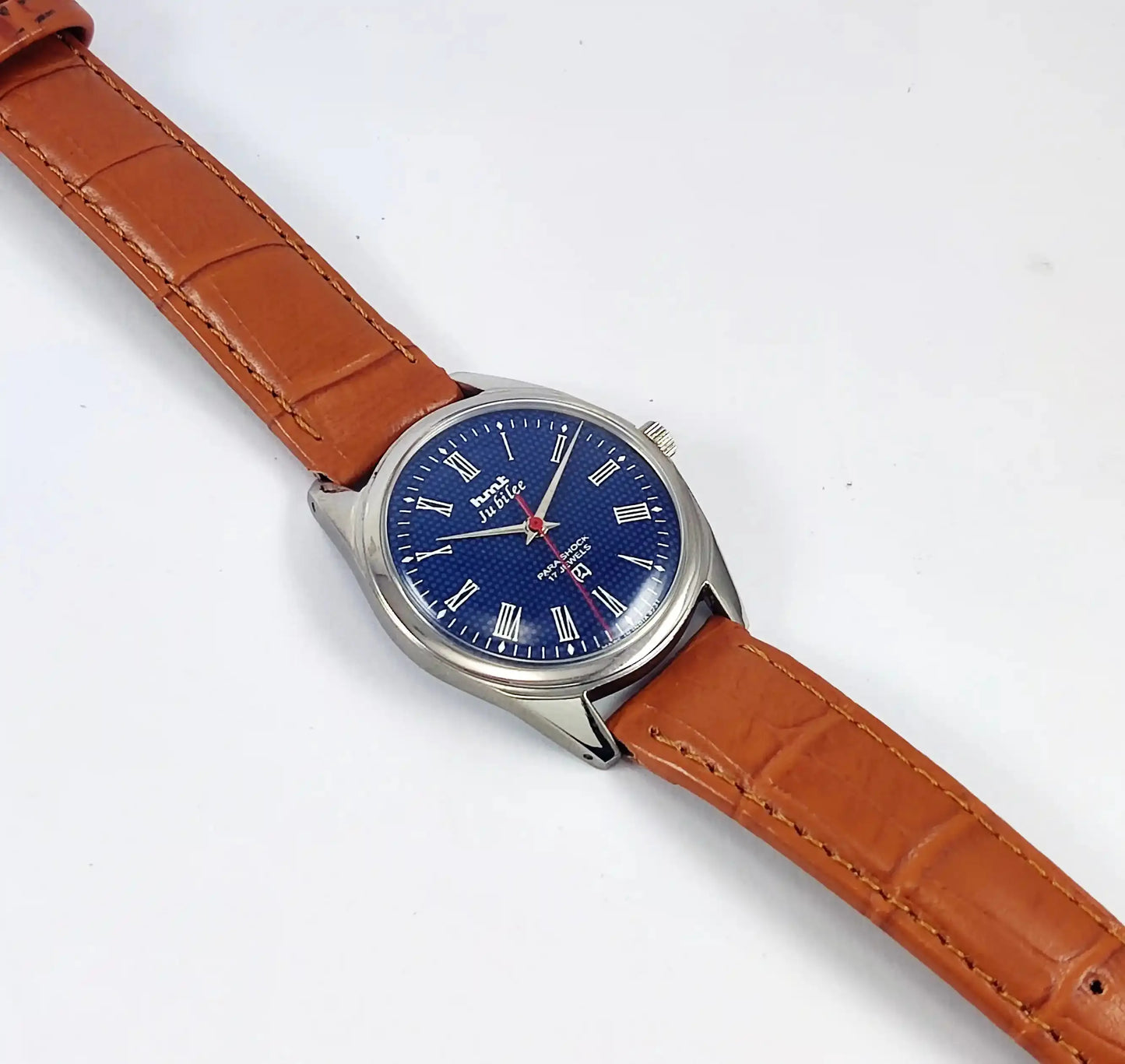 HMT Jubilee Para Shock 17 Jewels Blue Dial Mechanical Handwinding Discover-Diamonds Physical