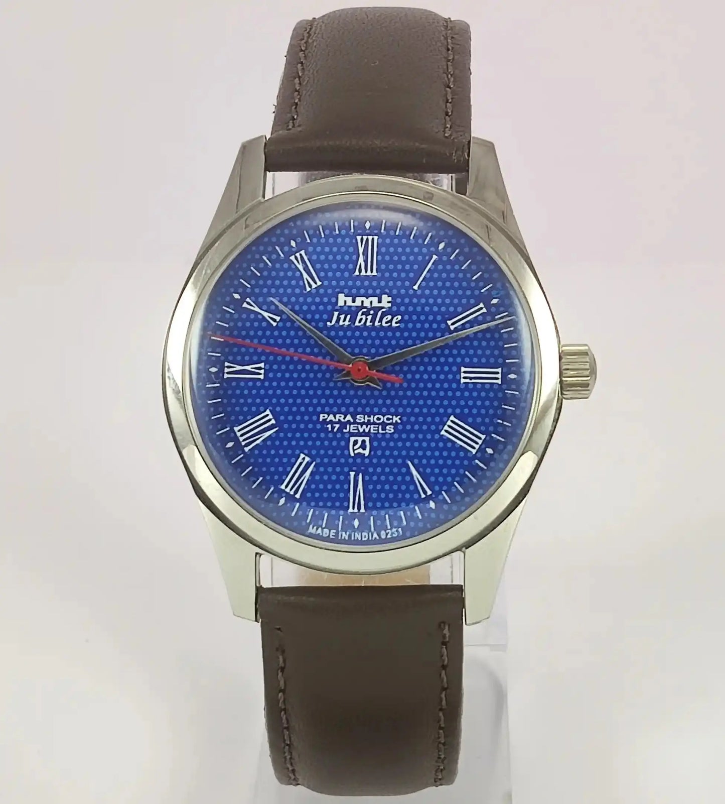 HMT Jubilee Para Shock 17 Jewels Blue Dial Transparent Back Discover-Diamonds