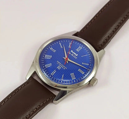 HMT Jubilee Para Shock 17 Jewels Blue Dial Transparent Back Discover-Diamonds