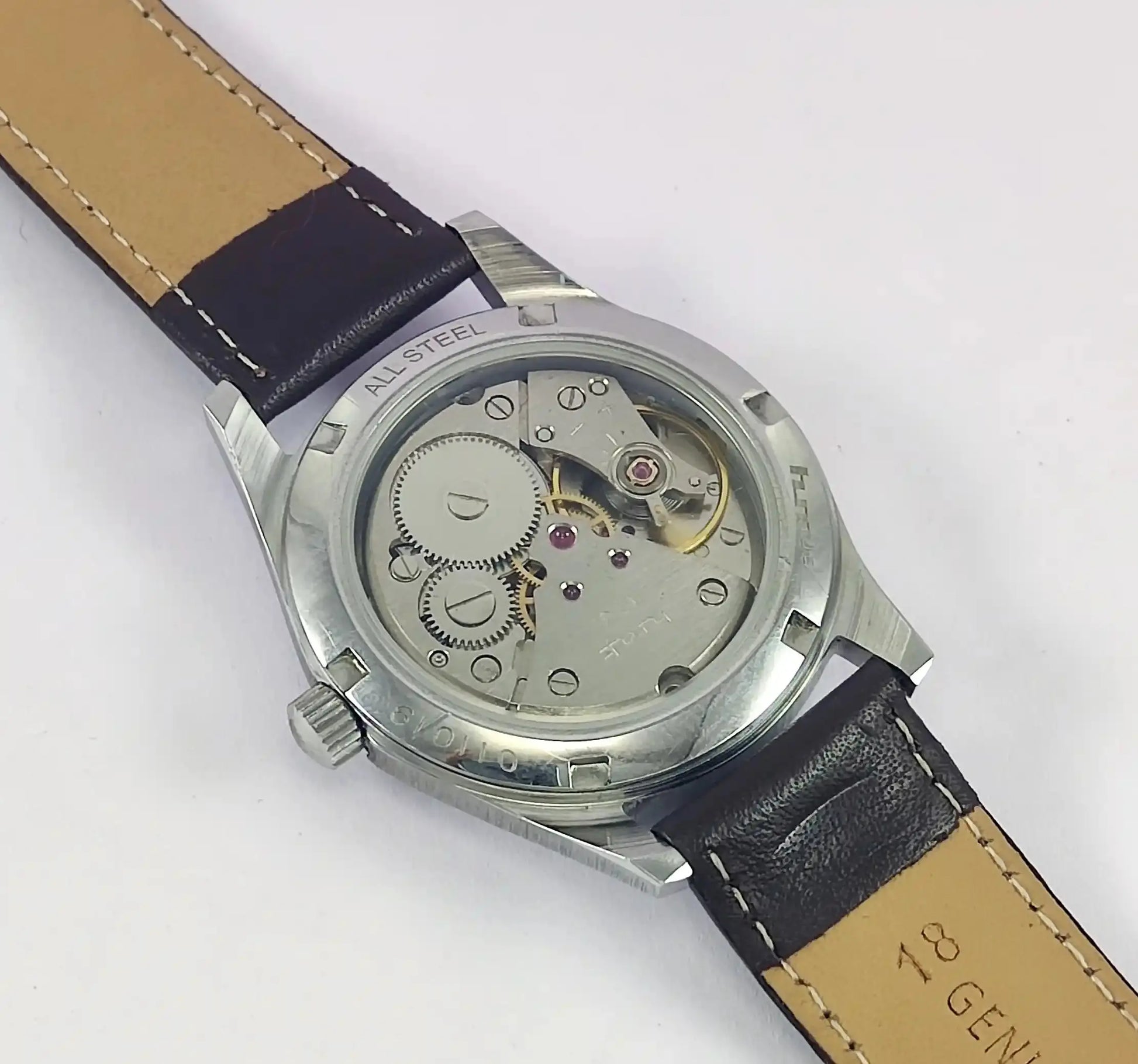 HMT Jubilee Para Shock 17 Jewels Blue Dial Transparent Back Discover-Diamonds