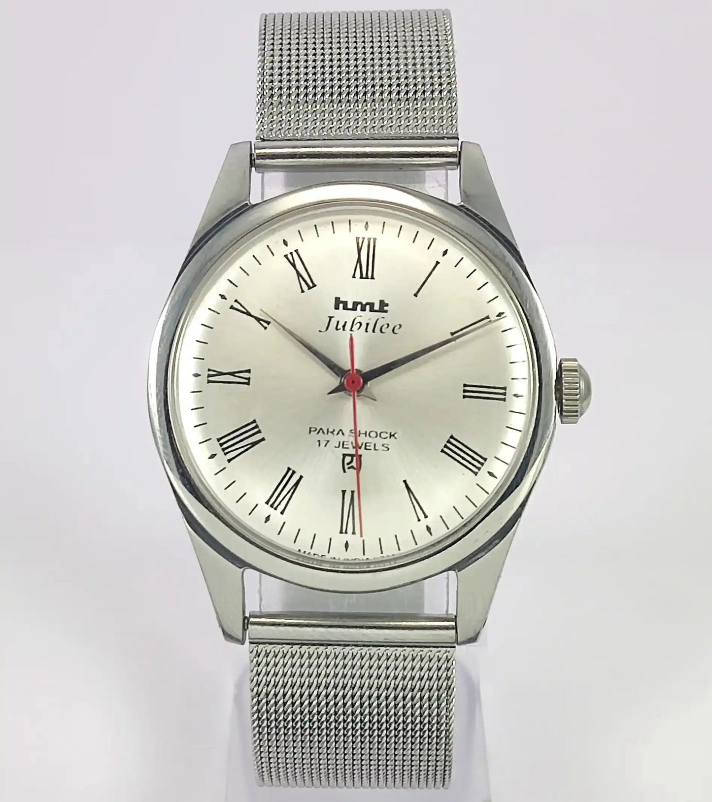 HMT Jubilee Para Shock 17 Jewels Silver Dial Handwinding Watch Discover-Diamonds