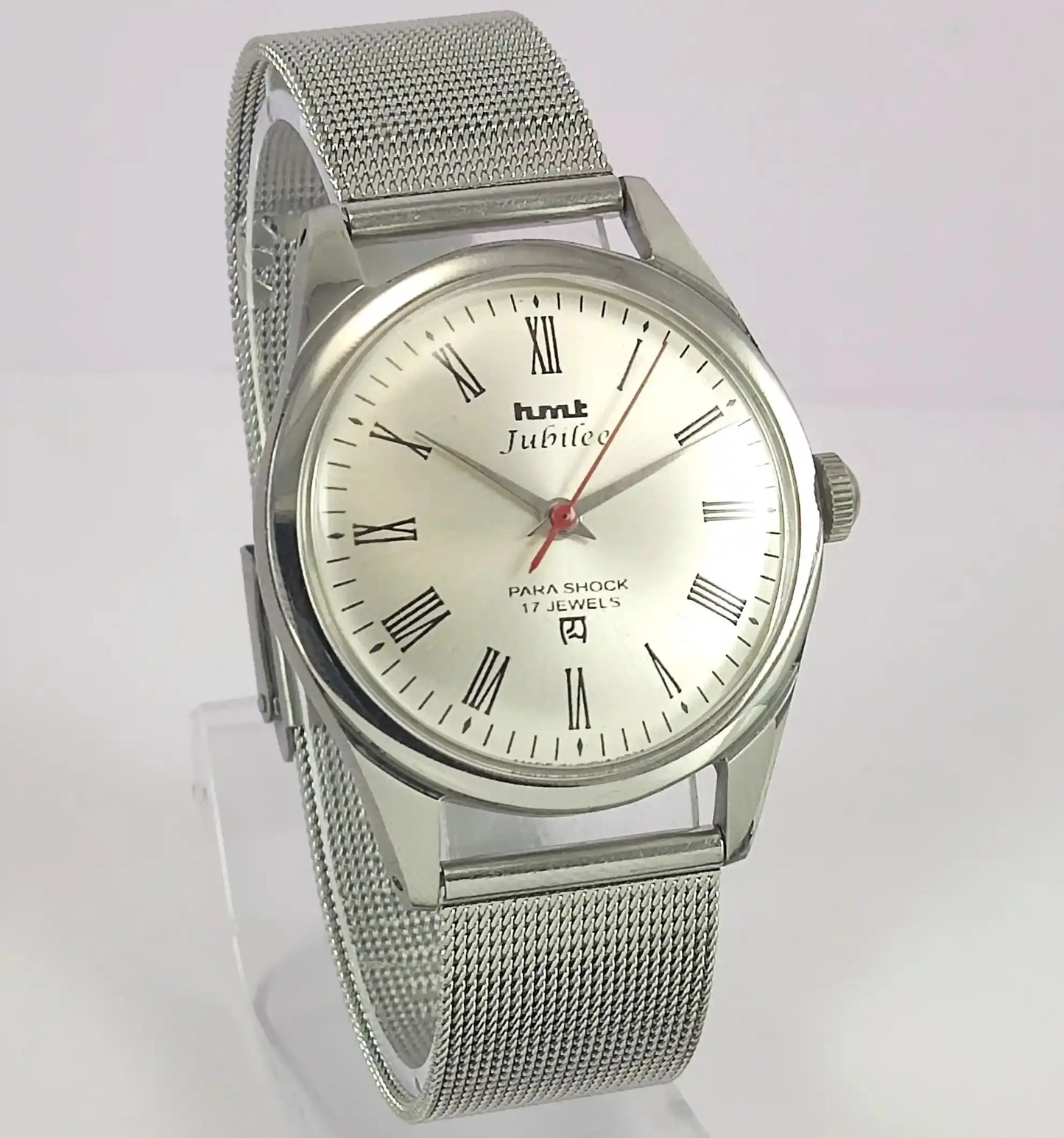 HMT Jubilee Para Shock 17 Jewels Silver Dial Handwinding Watch Discover-Diamonds