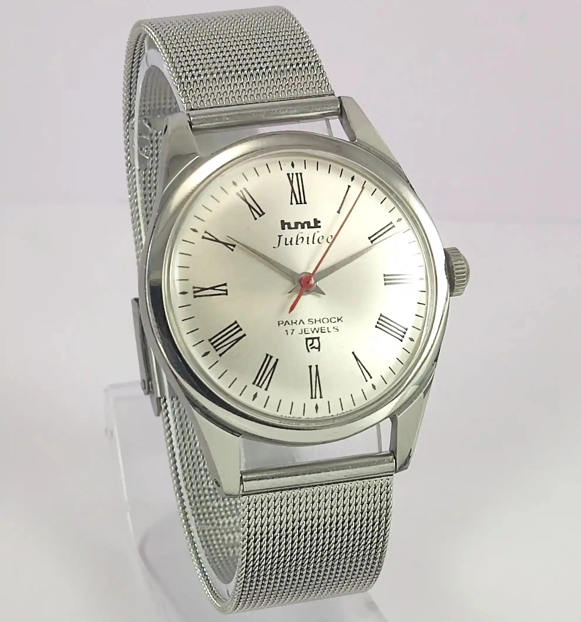 HMT Jubilee Para Shock 17 Jewels Silver Dial Handwinding Watch Discover-Diamonds