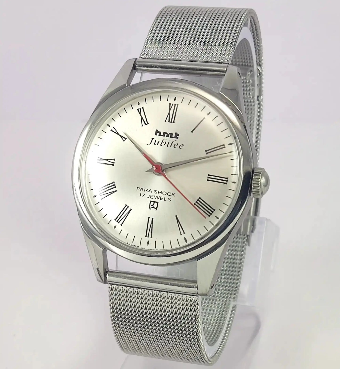 HMT Jubilee Para Shock 17 Jewels Silver Dial Handwinding Watch Discover-Diamonds