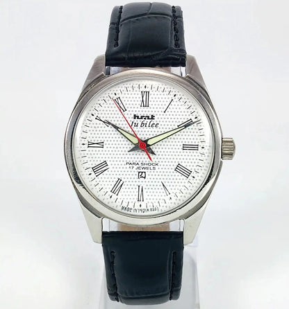 HMT Jubilee Para Shock 17 Jewels White Dial Mechanical Handwinding Discover-Diamonds Physical