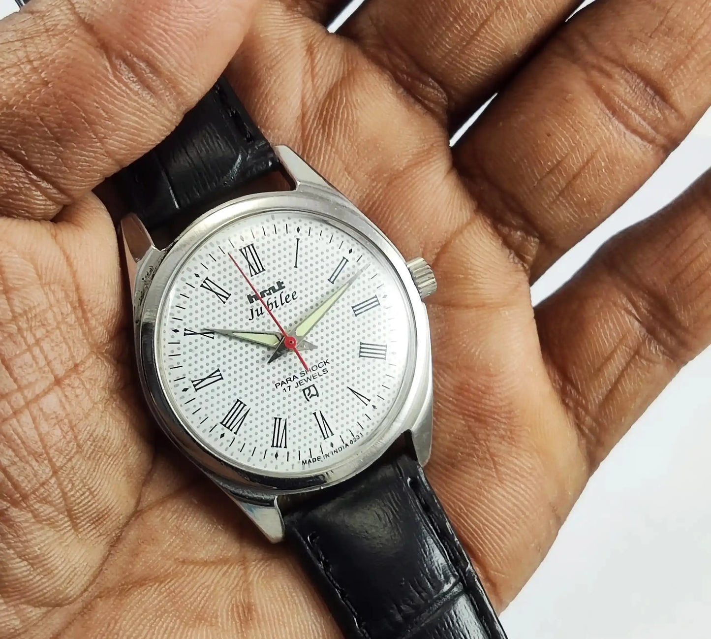 HMT Jubilee Para Shock 17 Jewels White Dial Mechanical Handwinding Discover-Diamonds Physical