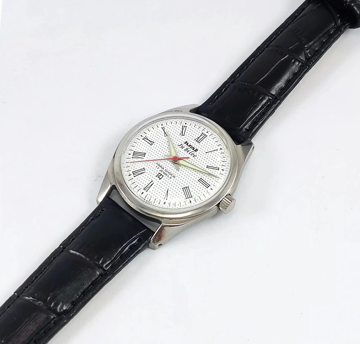 HMT Jubilee Para Shock 17 Jewels White Dial Mechanical Handwinding Discover-Diamonds Physical