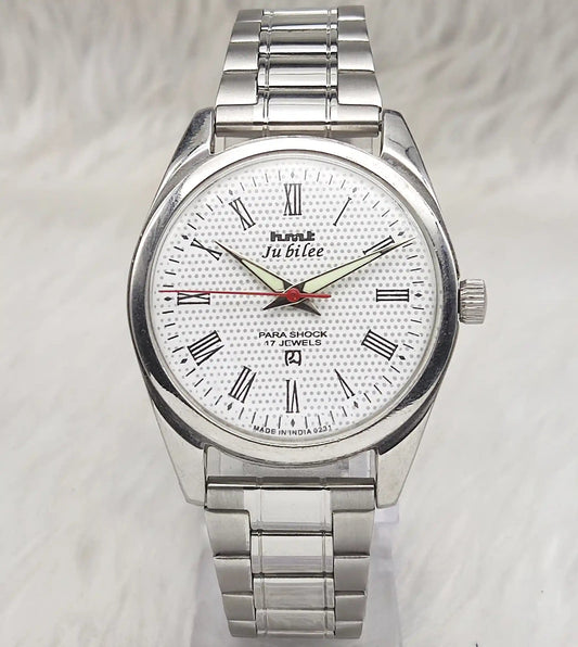 HMT Jubilee Para Shock 17 Jewels White Dial Roman Indices Handwinding Men's Watch Discover-Diamonds Physical