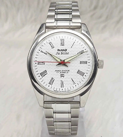 HMT Jubilee Para Shock 17 Jewels White Dial Roman Indices Handwinding Men's Watch