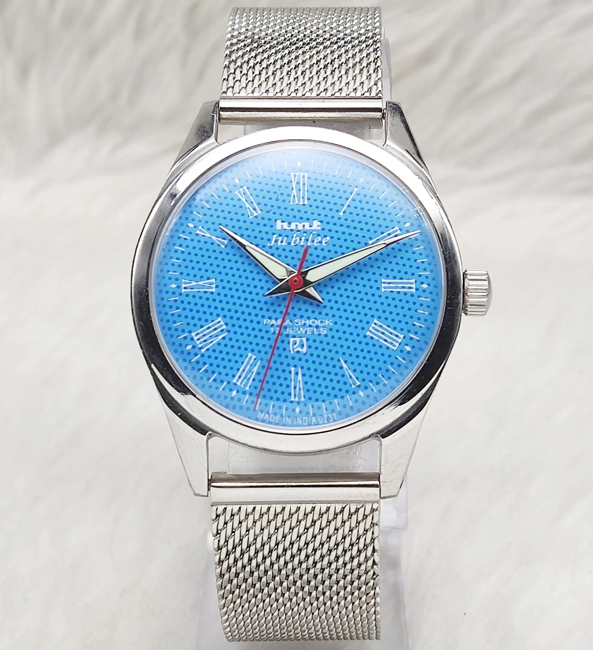 HMT Jubilee Roman Indices 17 Jewels Sky Blue Dial Handwinding Watch