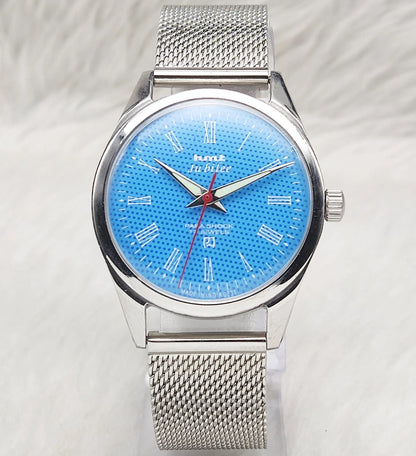 HMT Jubilee Roman Indices 17 Jewels Sky Blue Dial Handwinding Watch