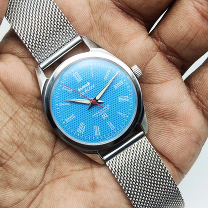 HMT Jubilee Roman Indices 17 Jewels Sky Blue Dial Handwinding Watch