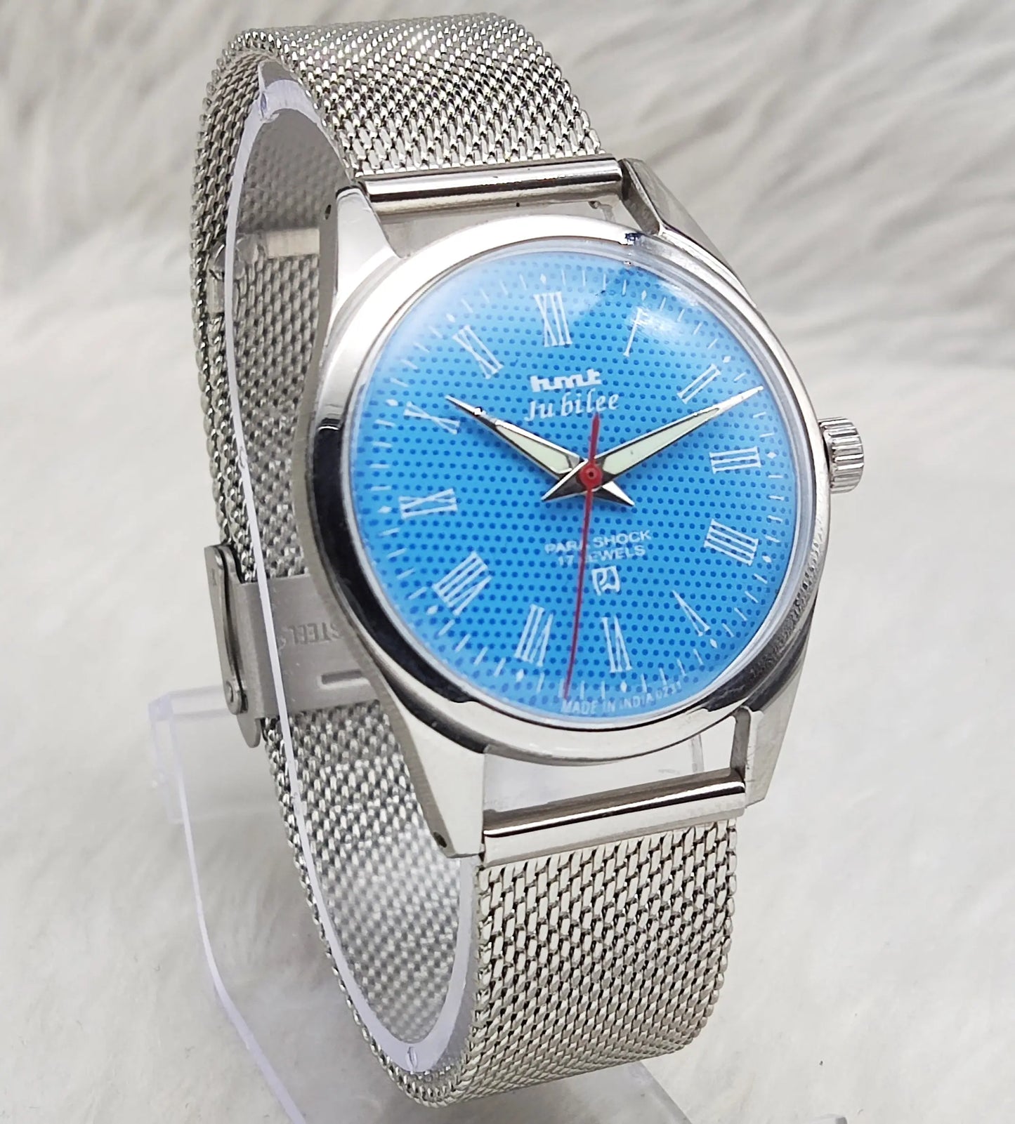 HMT Jubilee Roman Indices 17 Jewels Sky Blue Dial Handwinding Watch