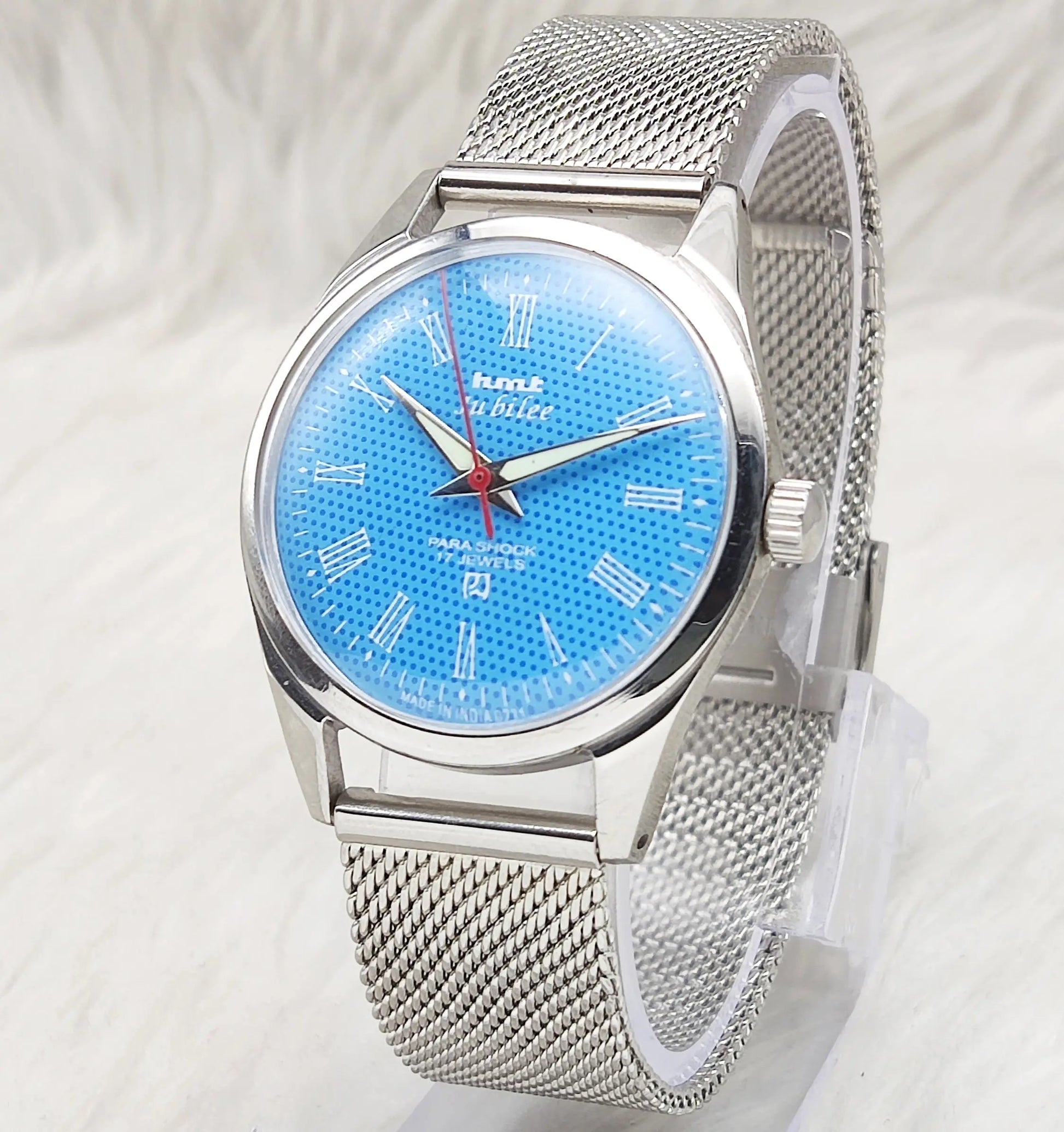 HMT Jubilee Roman Indices 17 Jewels Sky Blue Dial Handwinding Watch