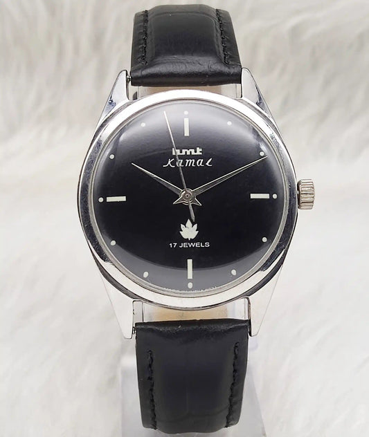 HMT Kamal Black Dial Para Shock 17 Jewels Mechanical Handwinding Men's Watch 0231 Discover-Diamonds Physical