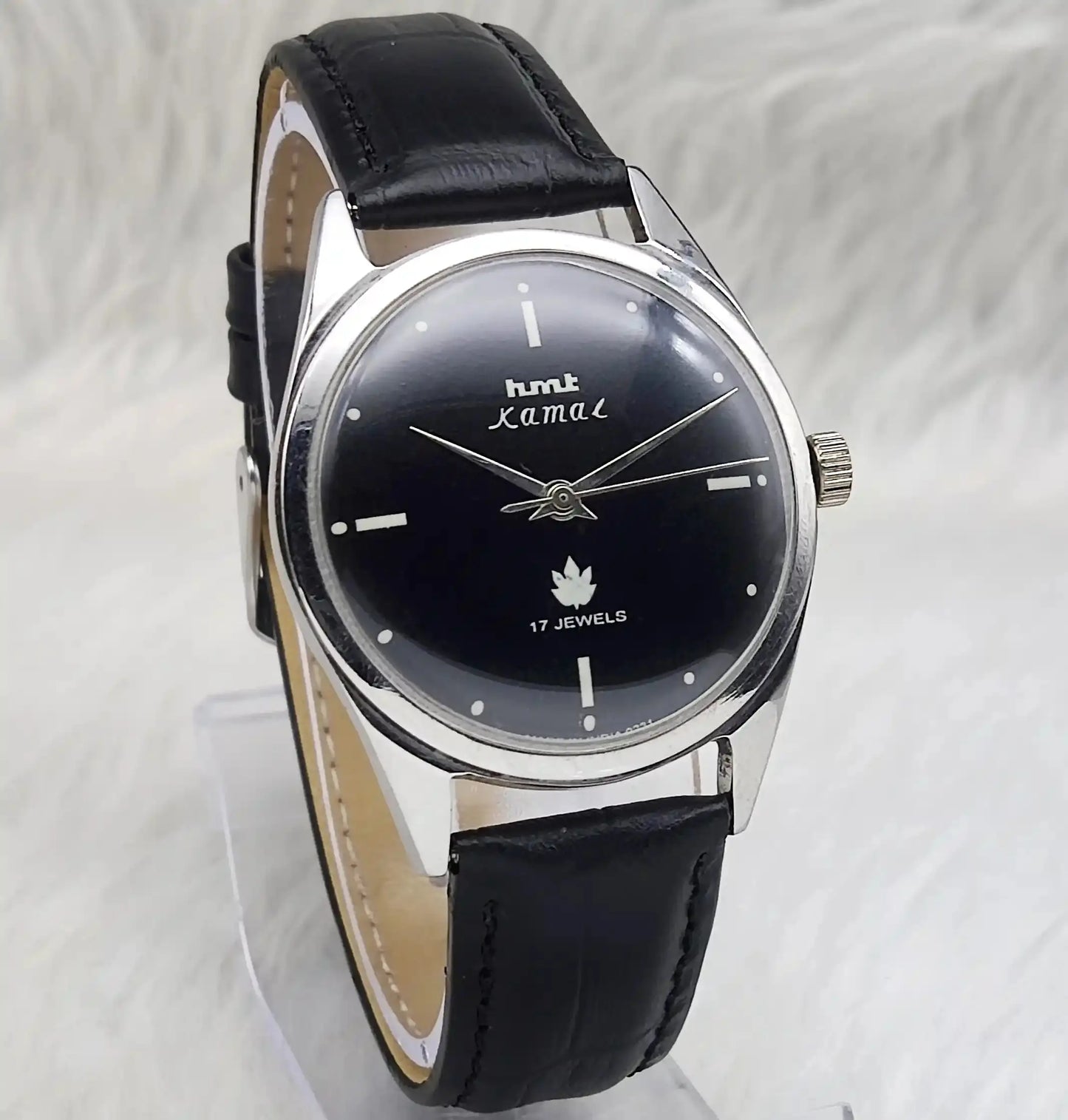 HMT Kamal Black Dial Para Shock 17 Jewels Mechanical Handwinding Men's Watch 0231