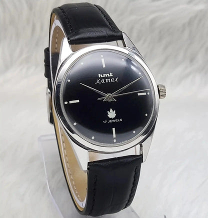 HMT Kamal Black Dial Para Shock 17 Jewels Mechanical Handwinding Men's Watch 0231