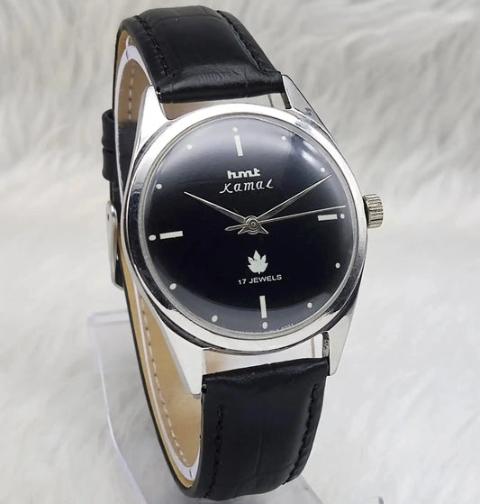 HMT Kamal Black Dial Para Shock 17 Jewels Mechanical Handwinding Men's Watch 0231 Discover-Diamonds Physical