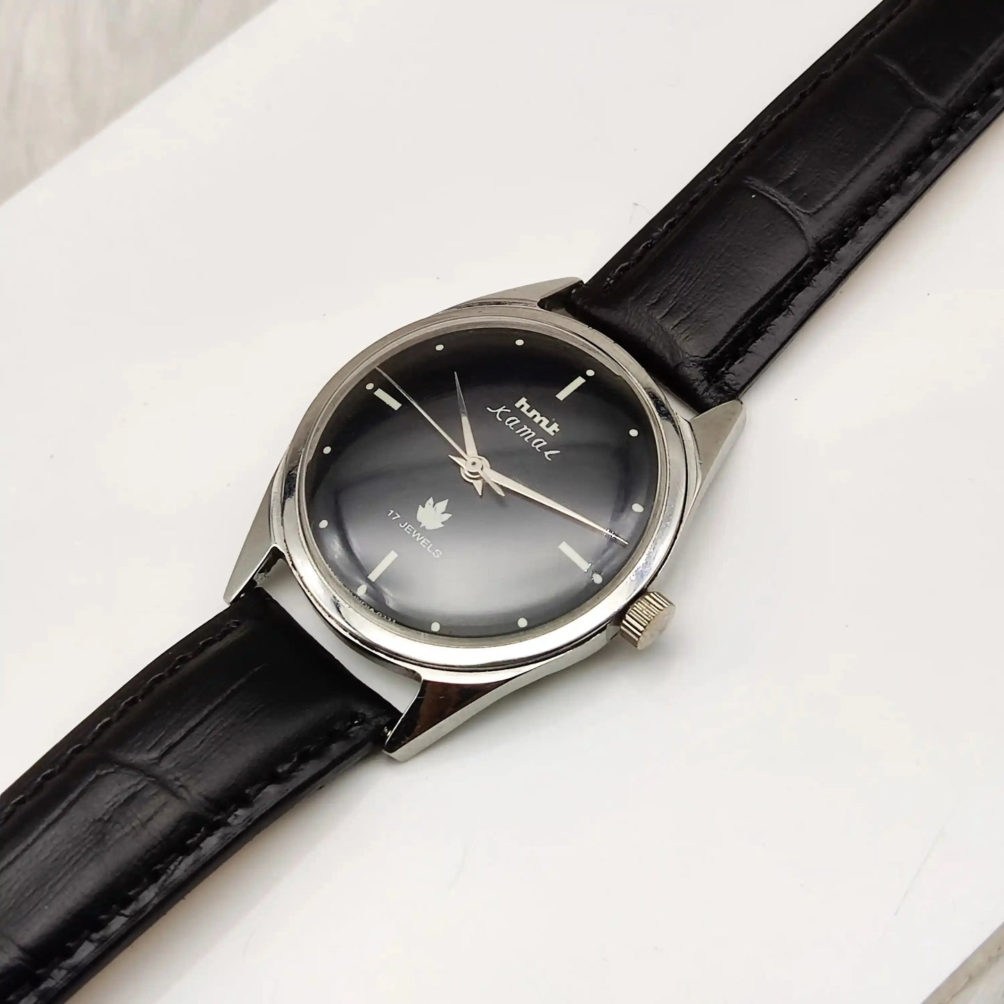 HMT Kamal Black Dial Para Shock 17 Jewels Mechanical Handwinding Men's Watch 0231