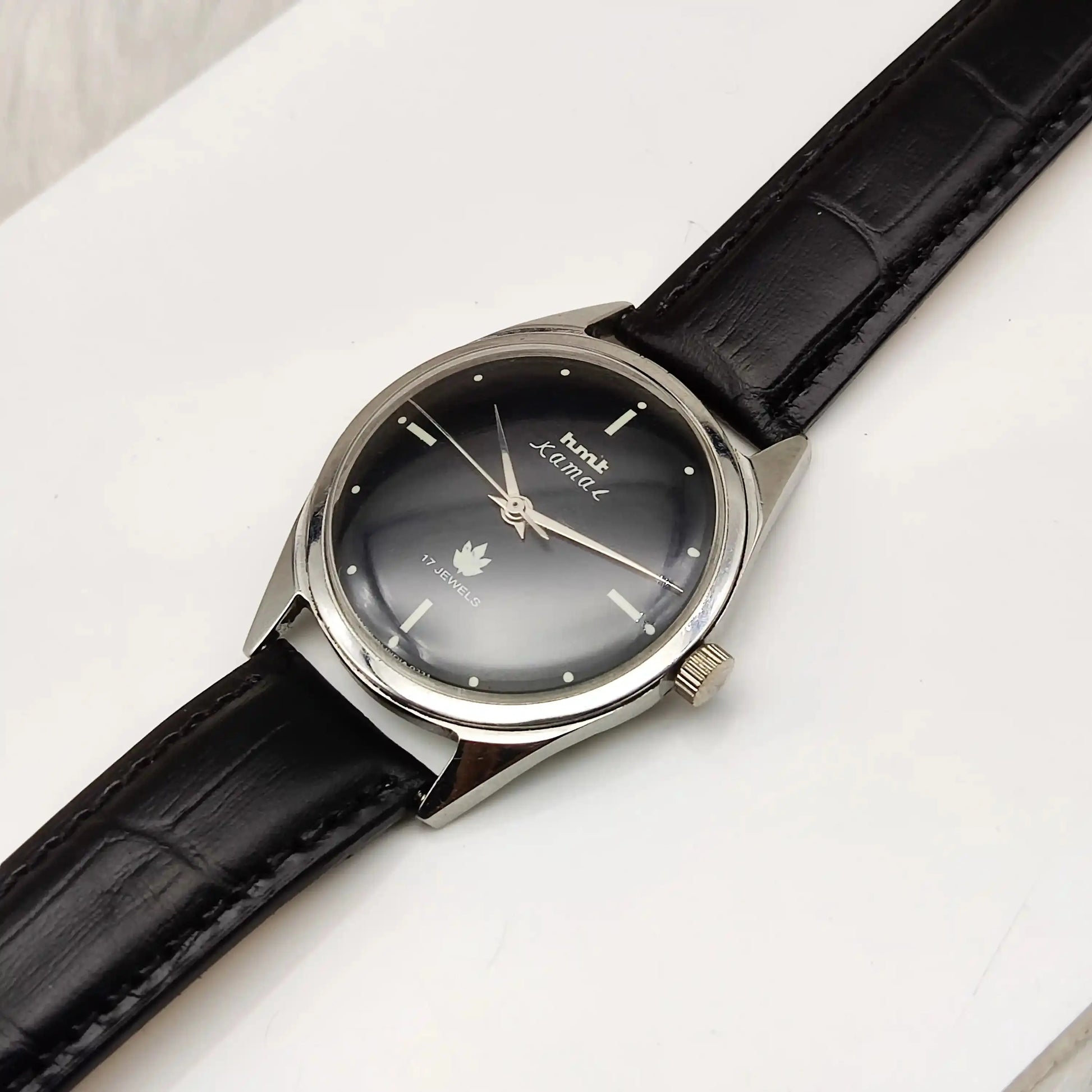 HMT Kamal Black Dial Para Shock 17 Jewels Mechanical Handwinding Men's Watch 0231