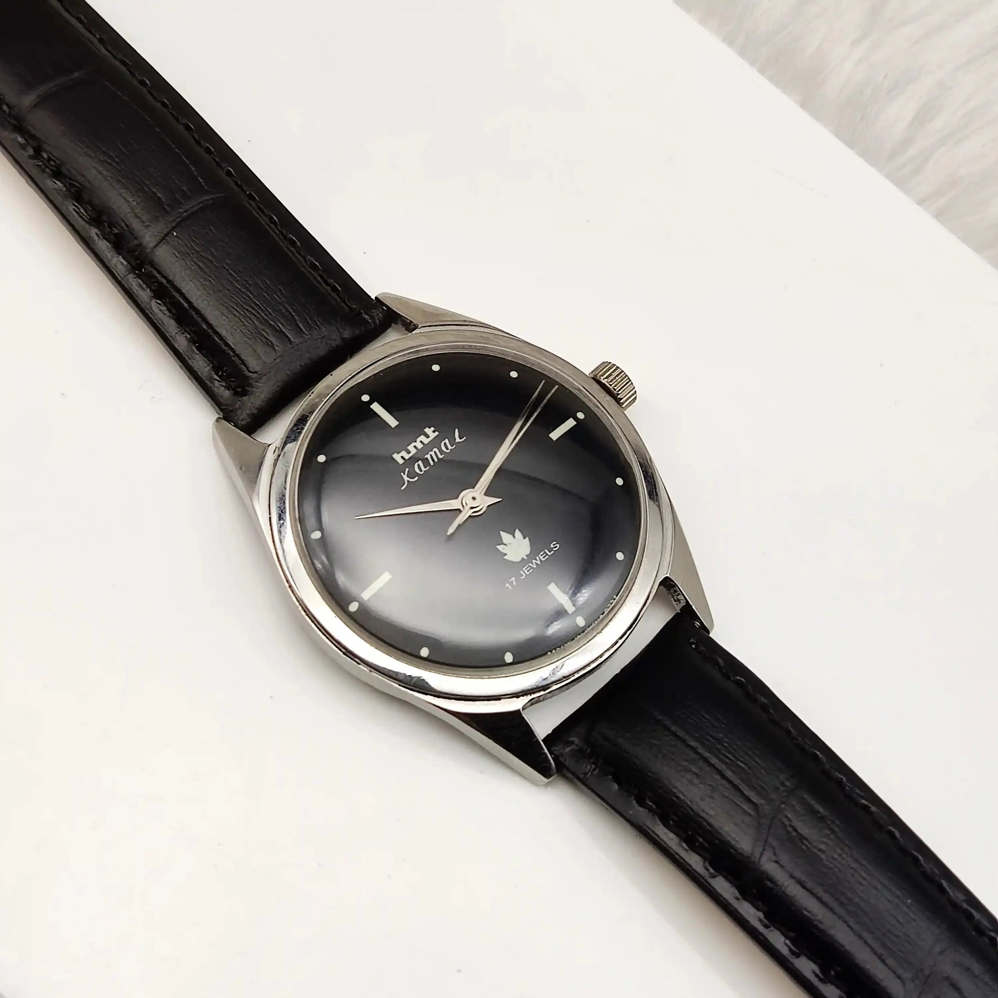 HMT Kamal Black Dial Para Shock 17 Jewels Mechanical Handwinding Men's Watch 0231