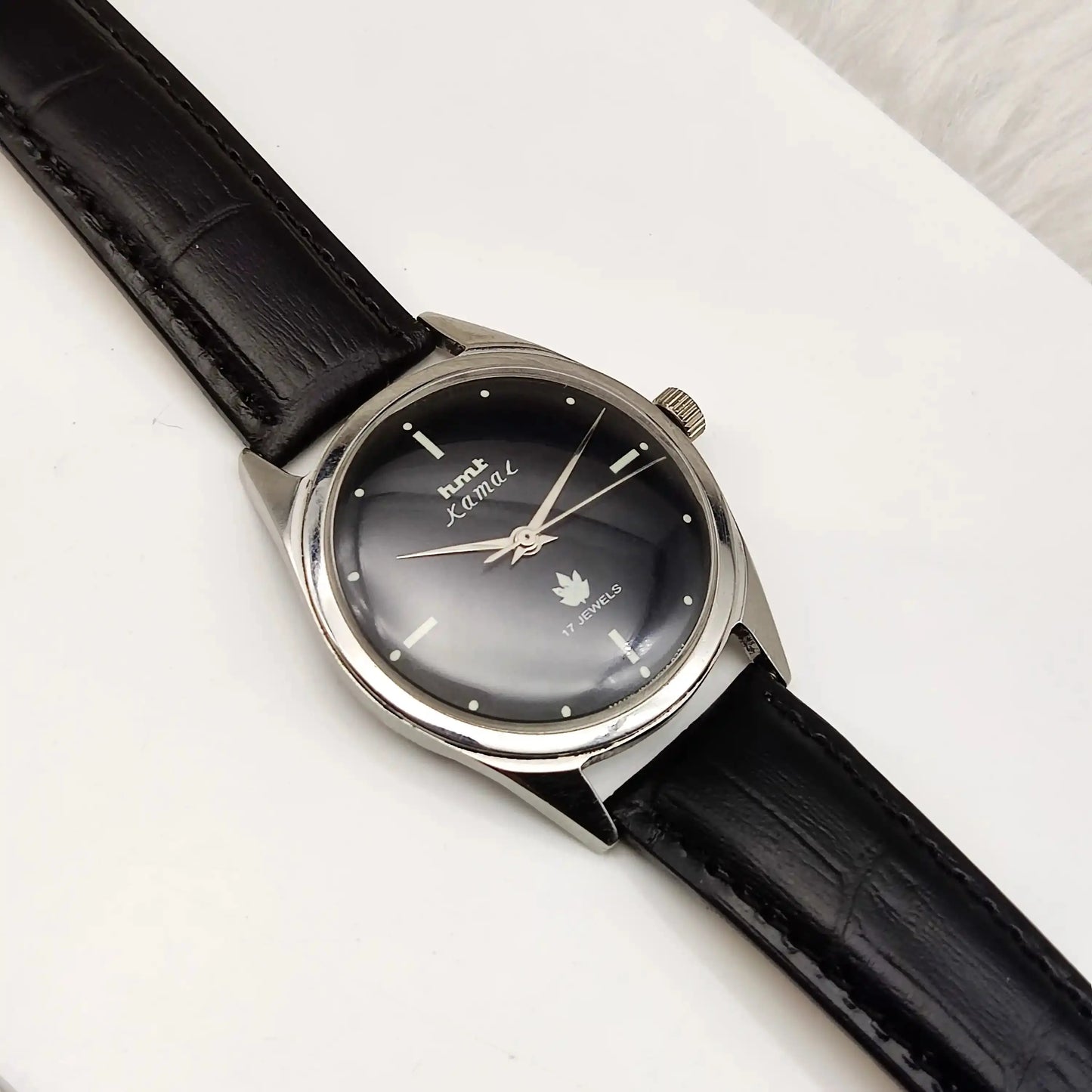 HMT Kamal Black Dial Para Shock 17 Jewels Mechanical Handwinding Men's Watch 0231